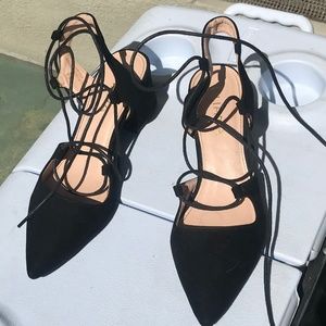 Tie Up Black Soft Mini Heel Size 10